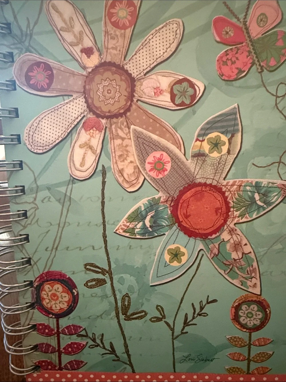 120 Lined Page Spiral Bound 6” x 8.25” Journal, Turquoise w/Flowers, Hard Cover